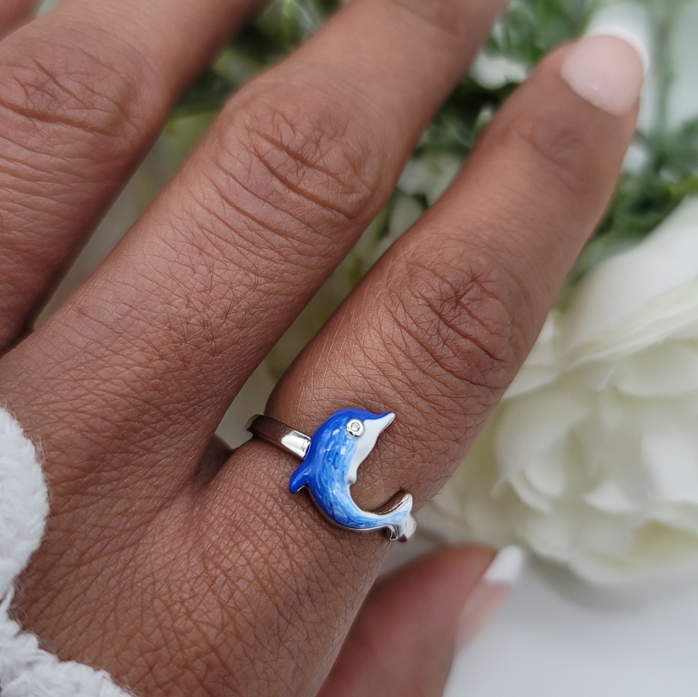 🥰 HANDPAINTED DOLPHIN RING - Picture 3 of 7